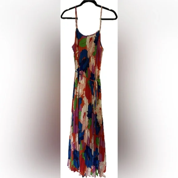 Sam Edelman Floral Plisse Pleated Midi Dress - Picture 5 of 6